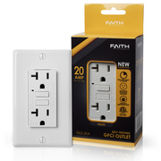 Faith Self-Test 20A GFCI Outlet, GFI Receptacle with Wall Plate, White GLS-20A-WH